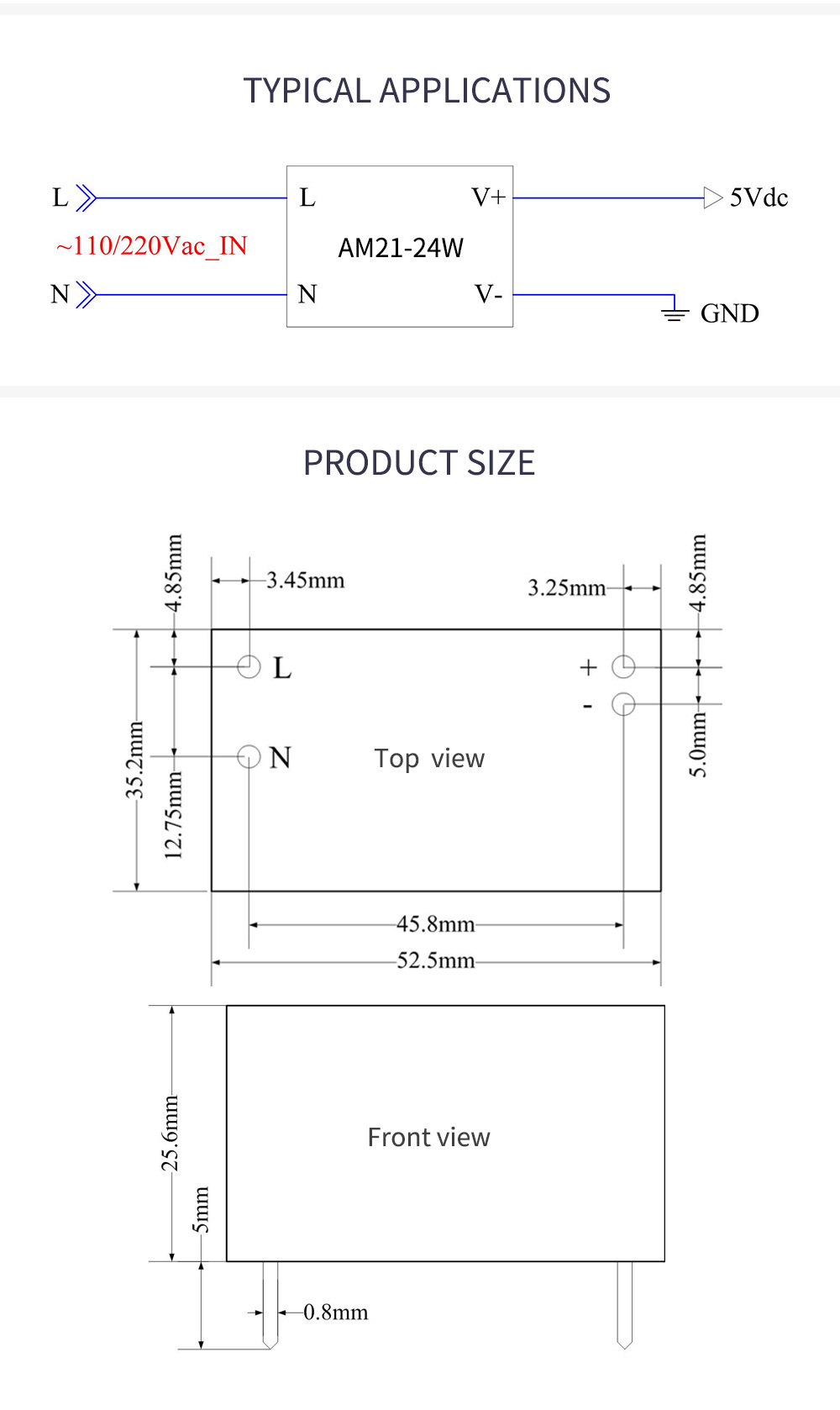 CXT – Từ ý tưởng đến sản phẩm - AM21-12W24V Module Nguồn AC-DC 24V 0.5A 12W